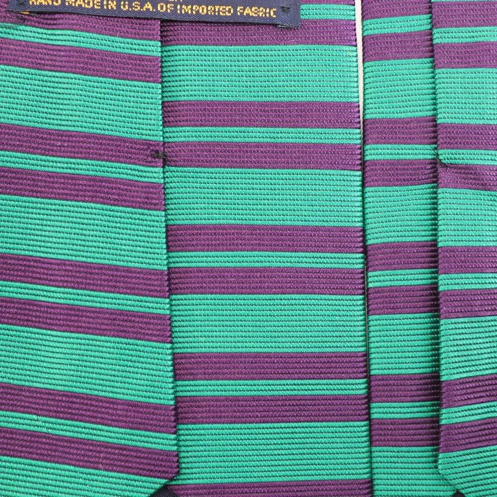 Brooks Brothers Tie Mens 56 in Silk Green Purple Horizontal Double Striped Wide